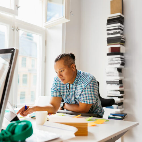 Male designing creating E-Learning