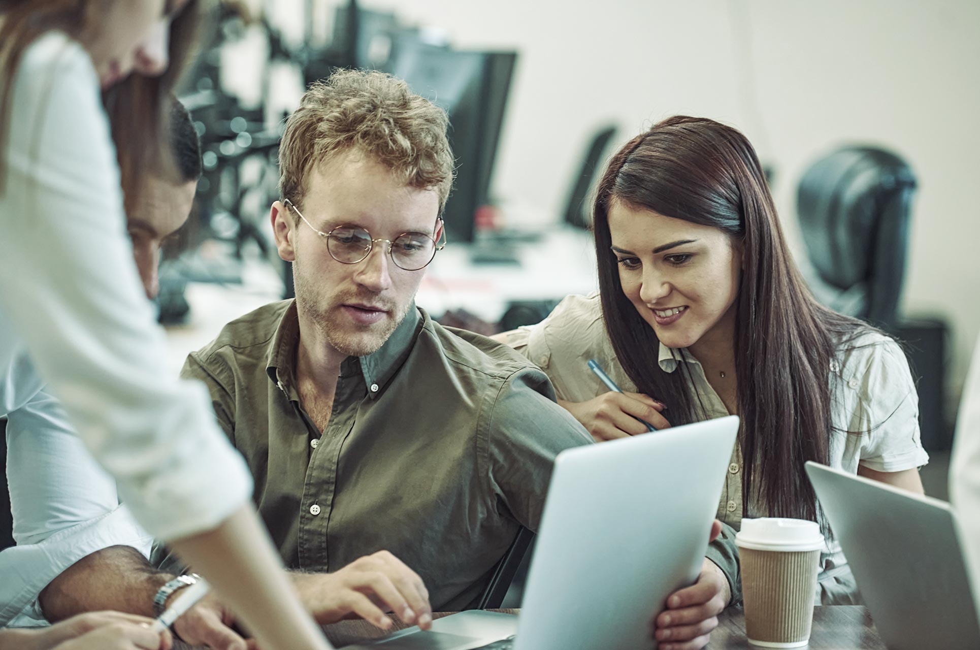 Young professionals take e-learning course