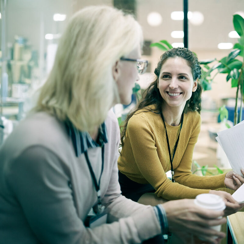 Kvindelige kolleger tager et E-Learning 
